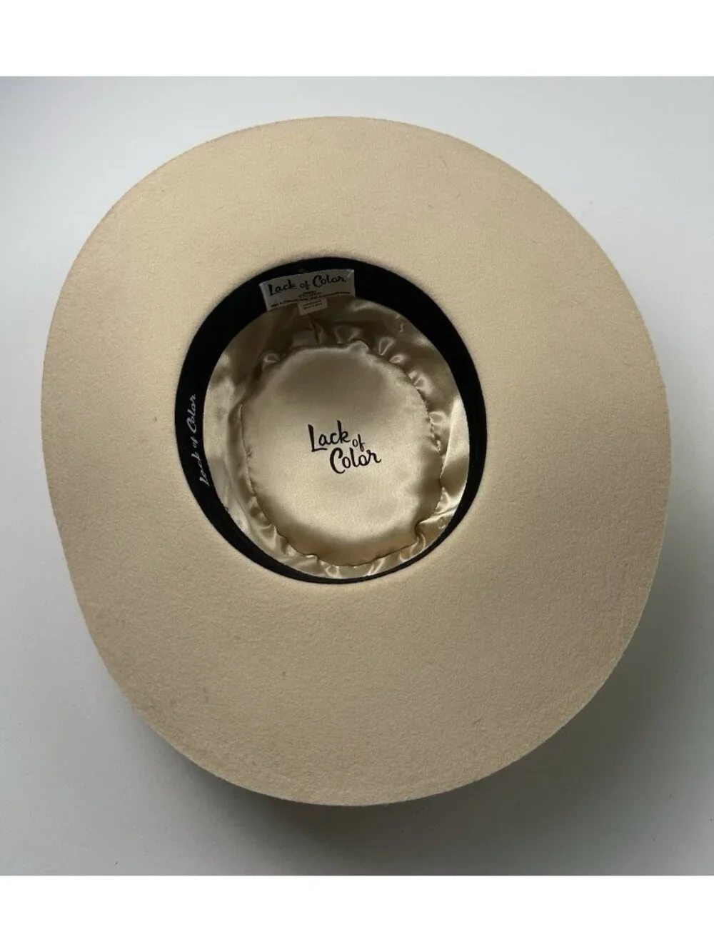 Lack of Color Womens Sierra Boater Hat Wool Wide Brimmed Beige Cowgirl M 7 1/8